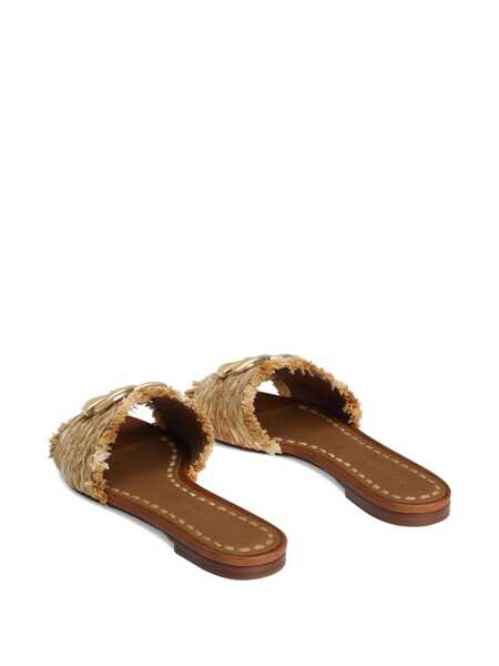 Sandale Dolce & Gabbana Dolce & Gabbana Raffia Braid Slides BROWN Femei (BM 18374487) 3