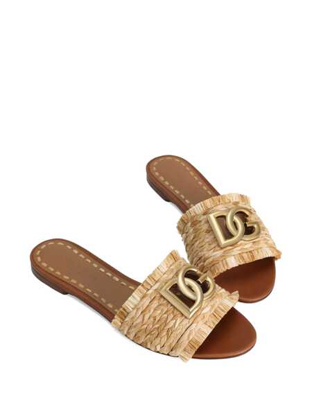 Sandale Dolce & Gabbana Dolce & Gabbana Raffia Braid Slides BROWN Femei (BM 18374487) 4