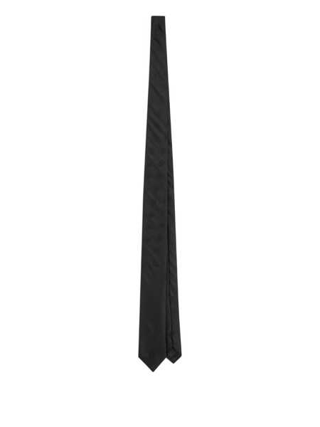 Cravate Dolce & Gabbana Black Tie With Tie Closure On The Rear And All-Over Logo Embroidery In Silk Man Black Barbati (BM 18374889) 1