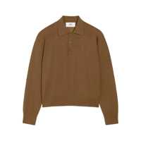 Tricouri Polo Brown Polo Shirt With Classic Collar And Logo Embroidery On The Front In Wool And Silk Man Barbati