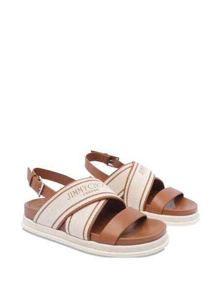 Sandale Jimmy Choo Jimmy Choo Joa Flat Canvas Flat Sandals Brown Femei (BM 18375186) 2