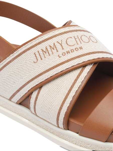 Sandale Jimmy Choo Jimmy Choo Joa Flat Canvas Flat Sandals Brown Femei (BM 18375186) 4