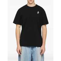 Tricouri JW Anderson pentru Barbati - Tricouri JW Anderson Black Crewneck T-Shirt With Anchor Embroidery On The Front In Cotton Man Black Barbati (BM 18375204) - B-mall.ro