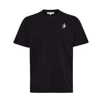 Tricouri Black Crewneck T-Shirt With Anchor Embroidery On The Front In Cotton Man Barbati