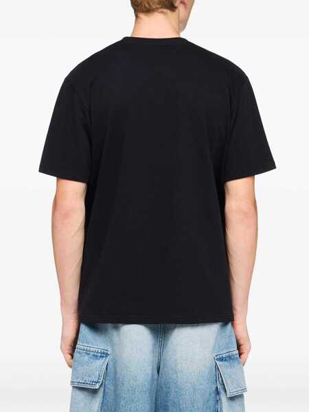 Tricouri JW Anderson Black Crewneck T-Shirt With Logo Lettering Embroidery On The Front In Cotton Man Black Barbati (BM 18375207) 4