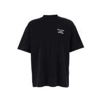 Topuri Black Crewneck T-Shirt With Slogan Print On The Front And Back In Cotton Man Barbati