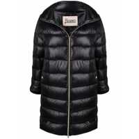 Geci de iarna Long Black Nylon Down Jacket Femei