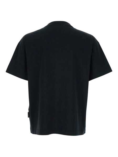 Tricouri Palm Angels Black Crewneck T-Shirt With Logo Print On The Front In Cotton Man Black Barbati (BM 18375828) 2