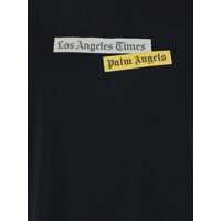 Tricouri Palm Angels pentru Barbati - Tricouri Palm Angels Black Crewneck T-Shirt With Logo Print On The Front In Cotton Man Black Barbati (BM 18375828) - B-mall.ro