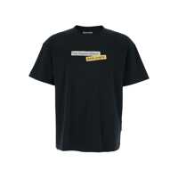 Tricouri Black Crewneck T-Shirt With Logo Print On The Front In Cotton Man Barbati