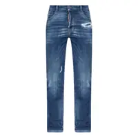 Blugi DSQUARED2 Blue Jeans With Ripped Details And Logo Patch On The Rear In Denim Man