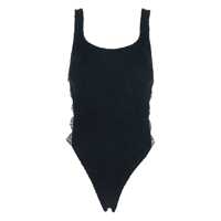 Costume de baie 'Tiffany' Black Swimsuit With Square Neckline And Bow Details On The Side In Tech Fabric Stretch Woman Femei