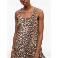 Rochii Ganni Dama - Rochii Ganni Ganni Leopard Cotton Poplin Mini Dress BROWN Femei (BM 18376374) - B-mall.ro