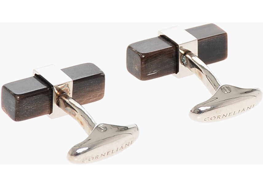 Butoni CORNELIANI Brass Cufflinks With Horn Detail Brown Barbati (BM 18376621) 2