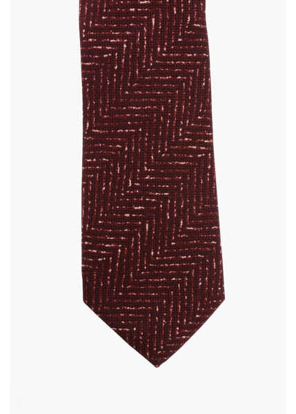 Cravate CORNELIANI Herringbone Patterned Silk Tie Burgundy Barbati (BM 18376624) 2