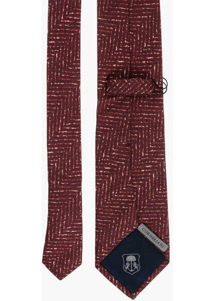 Cravate CORNELIANI Herringbone Patterned Silk Tie Burgundy Barbati (BM 18376624) 3