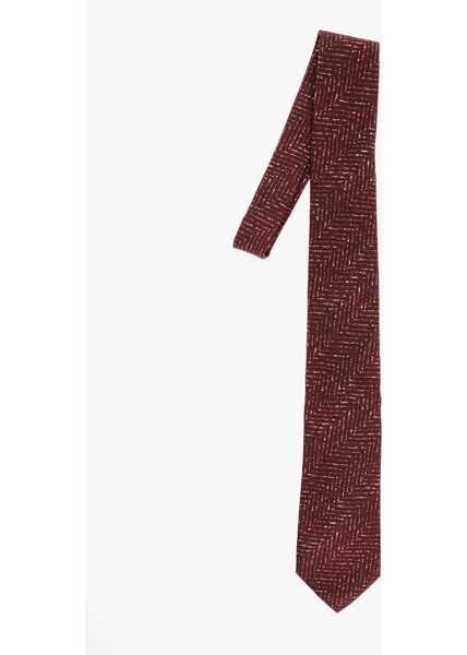 Cravate CORNELIANI Herringbone Patterned Silk Tie Burgundy Barbati (BM 18376624) 1