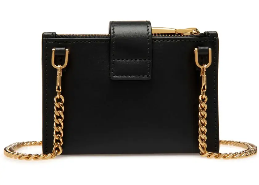 Portofele Bally Leather Emblem Accordion Wallet With Chain Black Femei (BM 18376639) 2