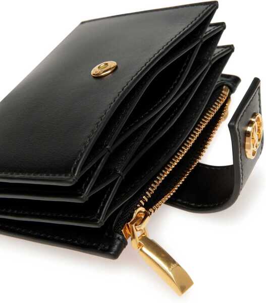 Portofele Bally Leather Emblem Accordion Wallet With Chain Black Femei (BM 18376639) 4