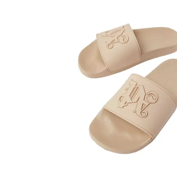 Papuci Palm Angels Palm Angels Monogram Pool Slides Beige Femei (BM 18376845) 3