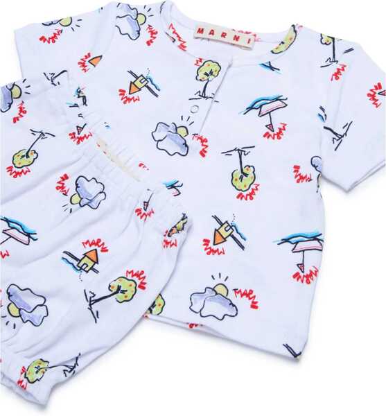 Tricouri Marni T-Shirt And Shorts Kit WHITE Baieti (BM 18376999) 3