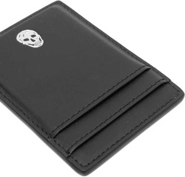Portofele Alexander McQueen Magnetic Card Holder Skull BLACK Barbati (BM 18377548) 3