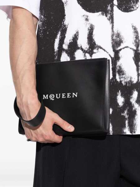 Genti de mana Alexander McQueen Pouch With Logo BLACK Barbati (BM 18377581) 2