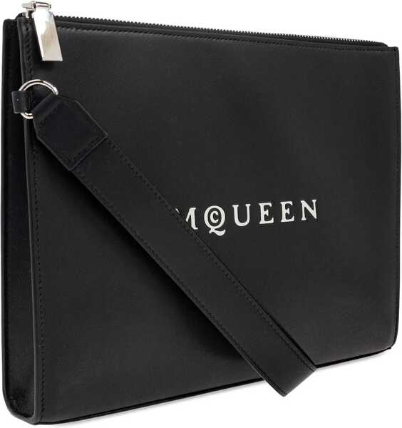 Genti de mana Alexander McQueen Pouch With Logo BLACK Barbati (BM 18377581) 3