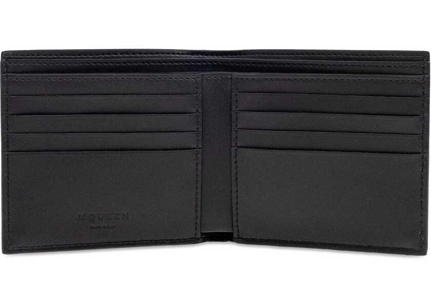 Portofele Alexander McQueen Bifold Wallet With Logo BLACK Barbati (BM 18377593) 4