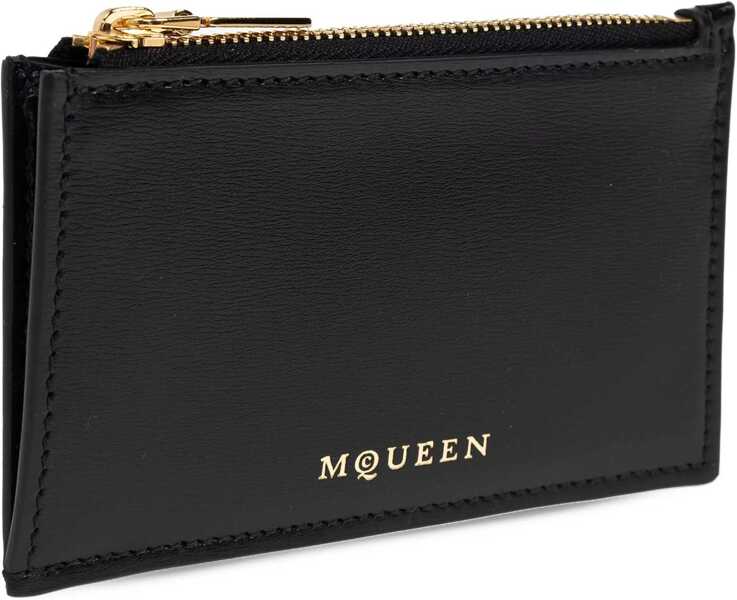 Portofele Alexander McQueen Zippered Card Holder BLACK Femei (BM 18377602) 3