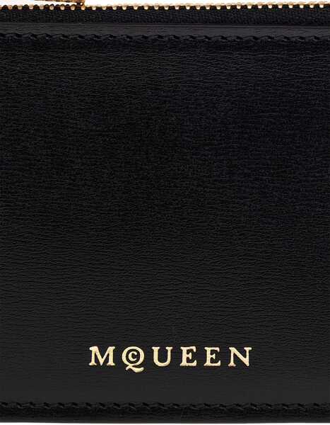 Portofele Alexander McQueen Zippered Card Holder BLACK Femei (BM 18377602) 5
