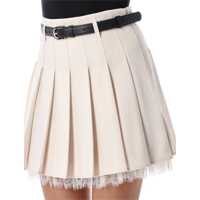 Fuste Self-Portrait Dama - Fuste Self-Portrait Self-Portrait Twill Pleated Mini Skirt Beige Femei (BM 18378486) - B-mall.ro