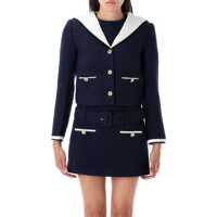 Geci Self-Portrait Boucle Contrast Collar Jacket Femei