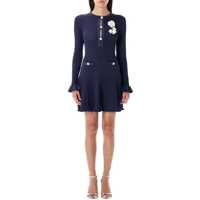 Rochii Self-Portrait Pointelle Knit Crochet Flower Mini Dress Femei