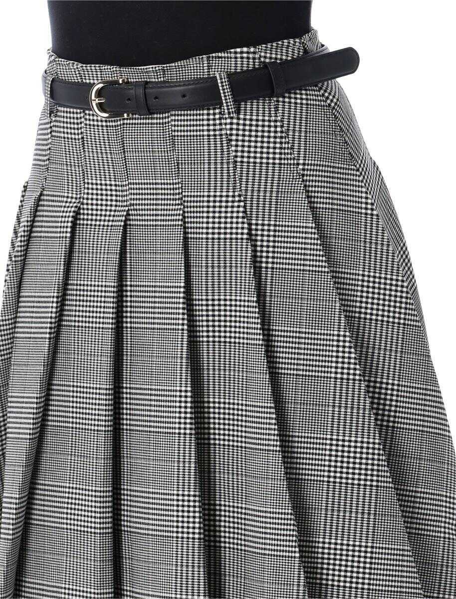 Fuste Self-Portrait Self-Portrait Prince Of Wales Check Pleated Midi Skirt Black Femei (BM 18378531) 3
