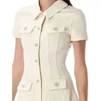 Rochii Self-Portrait Dama - Rochii Self-Portrait Self-Portrait Collared Denim Mini Dress Beige Femei (BM 18378564) - B-mall.ro