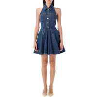 Rochii Self-Portrait Denim Sleeveless Flared Mini Dress Femei