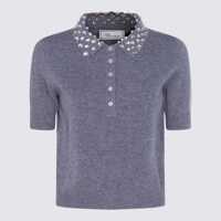 Tricouri Polo Blumarine Grey Wool Polo Shirt Femei