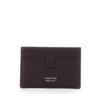 Portofele Bordeaux Card Holder With Embossed Logo Lettering On The Front In Grained Leather Man Barbati