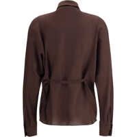 Camasi Brunello Cucinelli Dama - Camasi casual Brunello Cucinelli Embellished collar Shirt BROWN Femei (BM 18382486) - B-mall.ro
