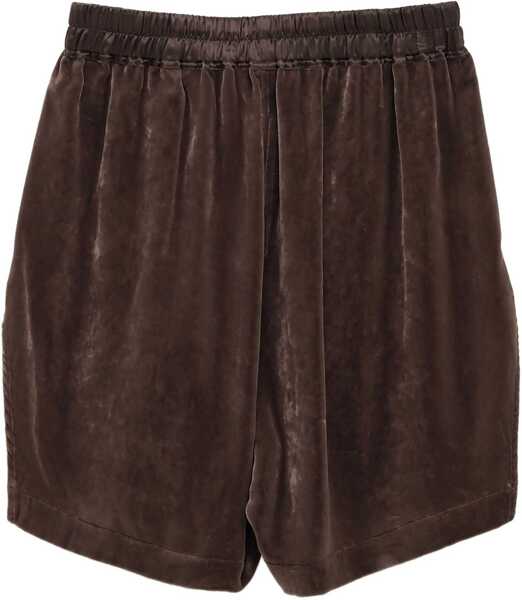 Pantaloni scurti Rick Owens Viscose And Cupro Shorts BROWN Femei (BM 18382567) 2