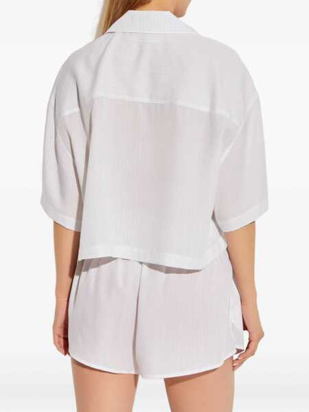 Bluze Alexander Wang Striped Shirt With Embroidered Logo WHITE Femei (BM 18382615) 4