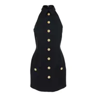 Rochii Black Dress With Pointed Collar And Logo Buttons On The Front In Wool Woman Femei