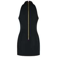 Rochii Black Dress With Pointed Collar And Logo Buttons On The Front In Wool Woman Femei