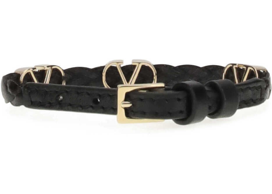 Bratari Valentino Garavani Leather VLogo Bracelet NERO Femei (BM 18387049) 2