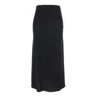 Fuste Black Midi Skirt With Concealed Side Zip Closure In Fabric Woman Femei
