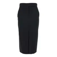 Fuste Black Long Skirt With Concealed Front Closure And Front And Rear Single Slit In Fabric Woman Femei