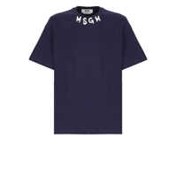 Topuri Blue Crewneck T-Shirt With Logo Lettering On The Neck In Cotton Man Barbati