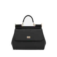 Genti de mana Black Handbag With Adjustable And Removable Shoulder Strap And Logo Plaque On The Front In Grained Leather Woman Femei
