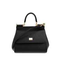 Genti de mana Black Handbag With Adjustable And Removable Shoulder Strap And Logo Plaque On The Front In Grained Leather Woman Femei
